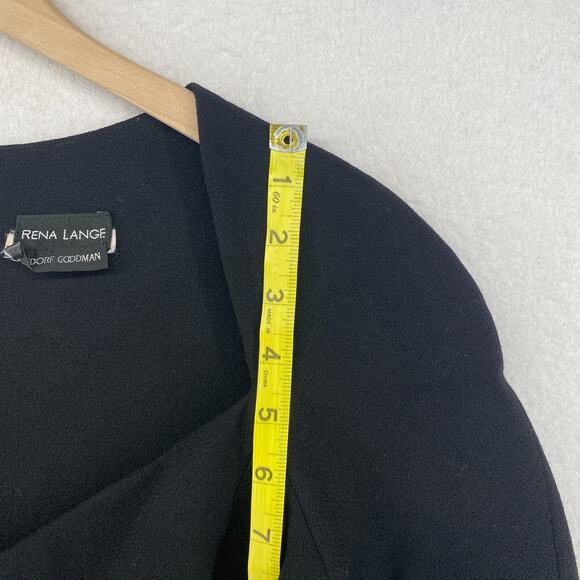 RENA LANGE BERGDORF GOODMAN Dress M Crepe Shift Knee Length Short Sleeve Black - Picture 10 of 12